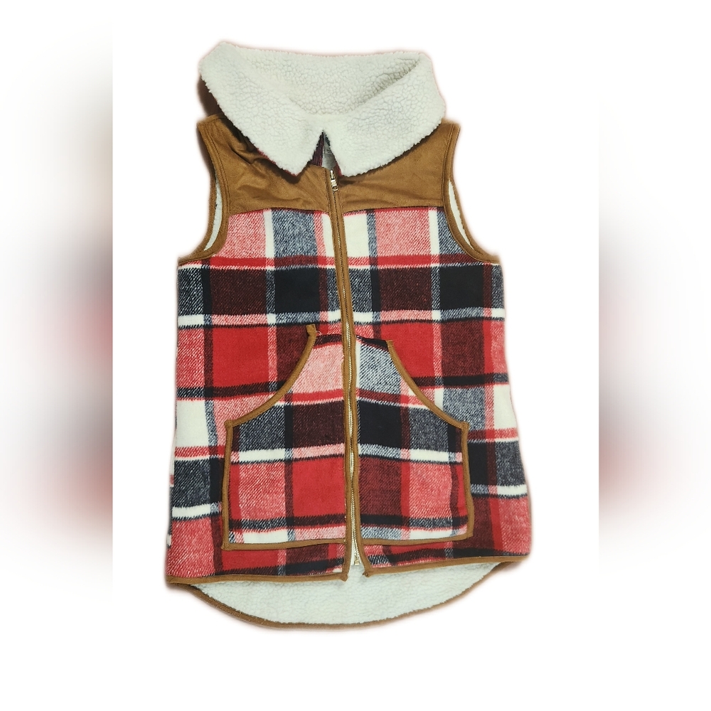 Million Bullpup fleece lined plaid vest SIZE SMALL